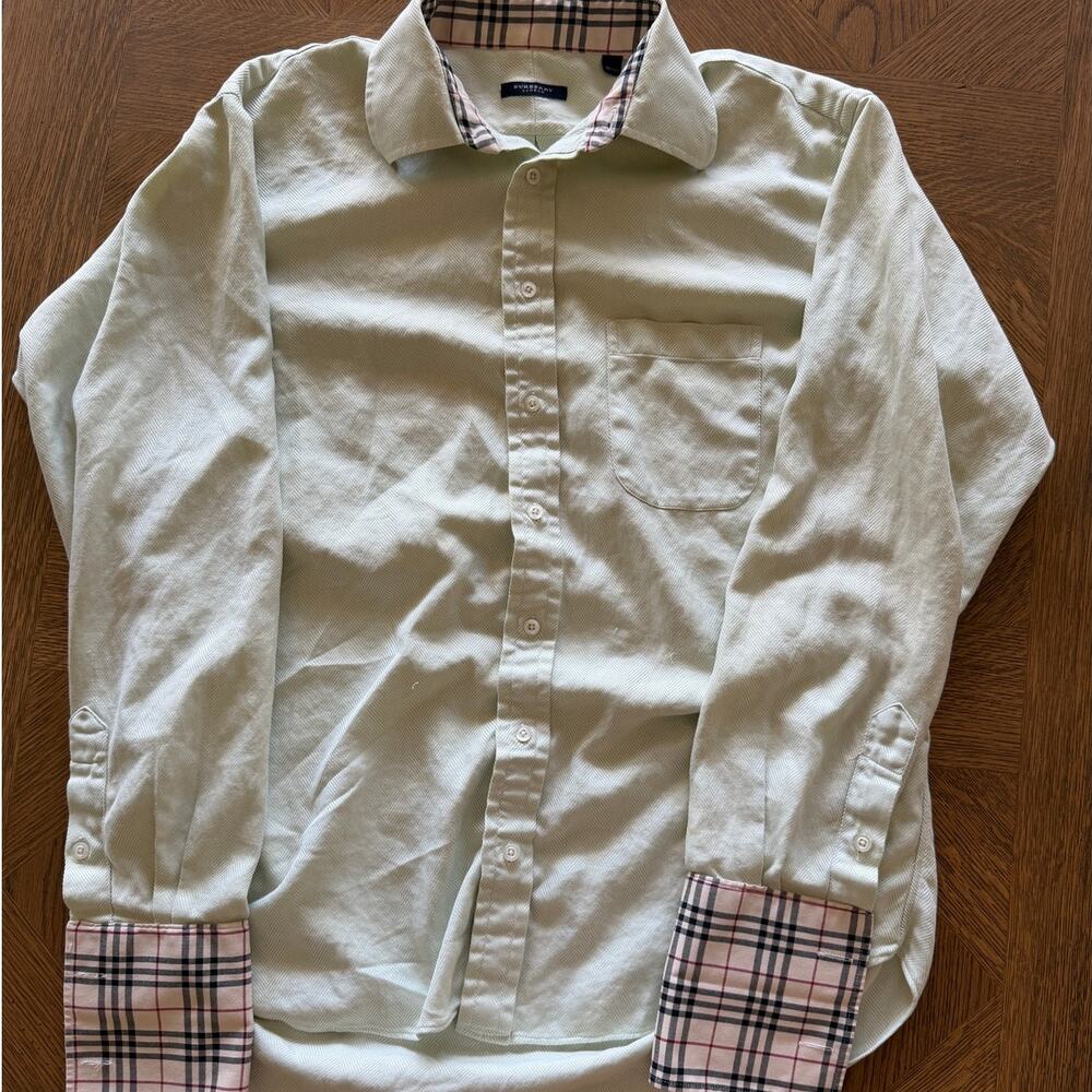 Burberry London Nova Check Trim Shirt L Herringbone